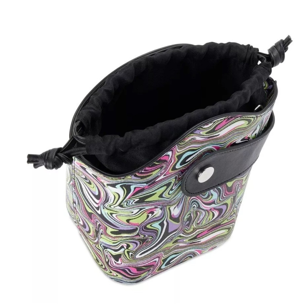 Multicolored Crossbody Drawstring Closure Bucket … - image 3